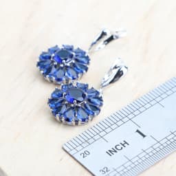 925 Silver Jewelry Sets For Women Wedding Blue Zircon Earrings Rings Charm Bracelets Pendant Necklace Bridal Jewelry Ladies Set