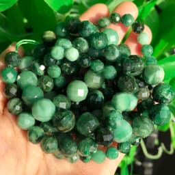 Natural Eemerald Genuine Stone Beads Faceted Green Mica Loose Spacer Beads for Jewelry DIY Making Bracelet Accessories 6 8 10mm