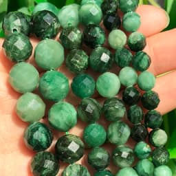 Natural Eemerald Genuine Stone Beads Faceted Green Mica Loose Spacer Beads for Jewelry DIY Making Bracelet Accessories 6 8 10mm