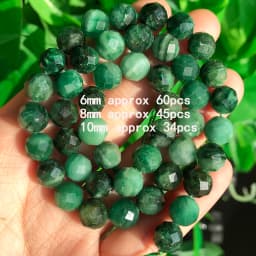 Natural Eemerald Genuine Stone Beads Faceted Green Mica Loose Spacer Beads for Jewelry DIY Making Bracelet Accessories 6 8 10mm