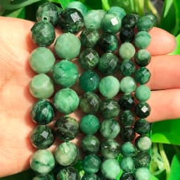 Natural Eemerald Genuine Stone Beads Faceted Green Mica Loose Spacer Beads for Jewelry DIY Making Bracelet Accessories 6 8 10mm