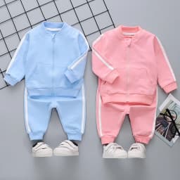 1-7Year Children Sport Suit Girl Long Sleeve Zipper Sweatshirt Pant 2Pcs Set Baby Clothes Kid Boy Tracksuit Autumn Coat A514