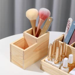 1Piece Wooden Storage Box For Desk Manicure Tools Nail Art Brushes Pens Holder Double Layer Nail Polish Makeup Tool Organizer