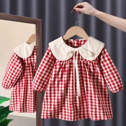 Girl's Sweet Princess Dress Children Spring Autumn Baby Infants Bow Plaided Patchwork Party Dresses Vestidos Kids