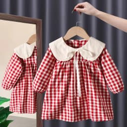 Girl's Sweet Princess Dress Children Spring Autumn Baby Infants Bow Plaided Patchwork Party Dresses Vestidos Kids