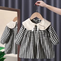 Girl's Sweet Princess Dress Children Spring Autumn Baby Infants Bow Plaided Patchwork Party Dresses Vestidos Kids