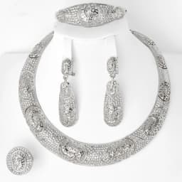 Sunny Jewelry Fashion Bridal Wedding Set Zircon Classic 24K Gold Plated Earrings Necklace Bracelet Ring 4pcs Set For Women Gifts