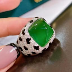 Foydjew Luxury Designer Jewelry Leopard Texture Design Large 17 Carat Sugar Tower Multicolor Crystal Ruby Rings For Women