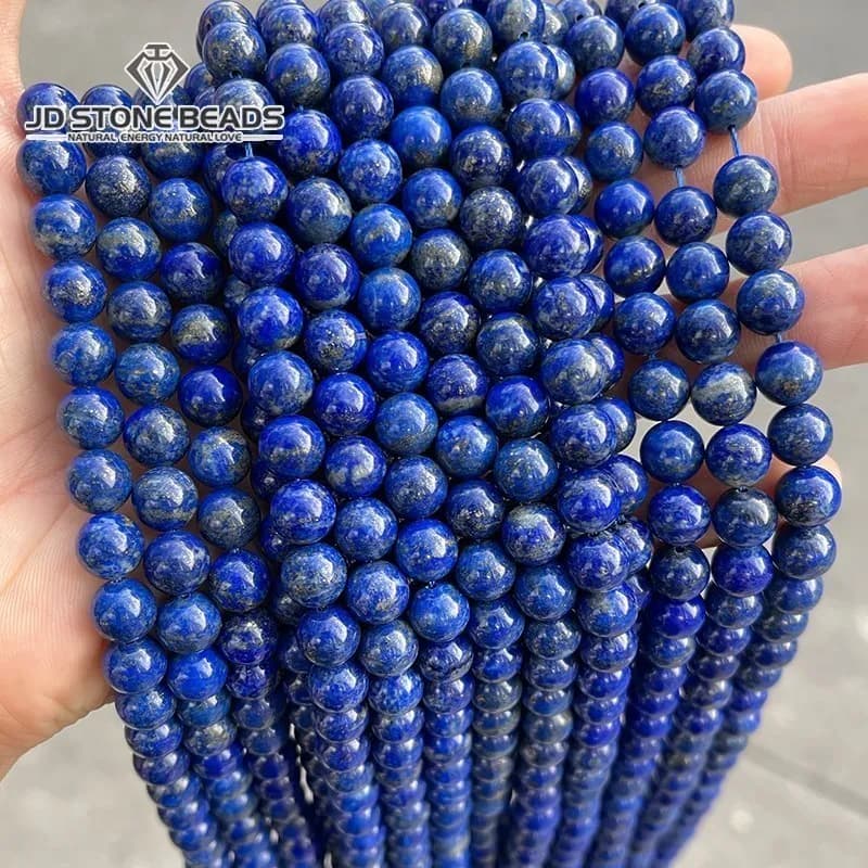 5A Natural Stone Lapis Lazuli Round Loose Spacer Beads 15" Strand 4 6 8 10 MM Pick Size For Jewelry Making Necklace Bracelet DIY