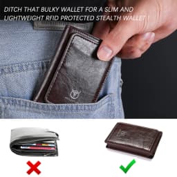 Bullcaptain Credit Card Holder Men Wallet RFID Blocking Protected Aluminium Box Leather Wallets with Money Clip Card Holder