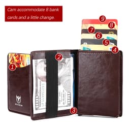 Bullcaptain Credit Card Holder Men Wallet RFID Blocking Protected Aluminium Box Leather Wallets with Money Clip Card Holder
