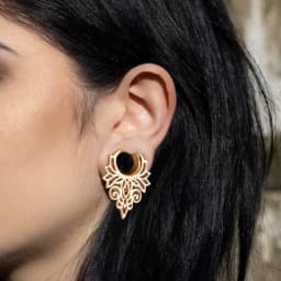 Doearko 2PCS Retro Floral Ear Plugs Tunnels Saddle Gauges 0g-5/8" Stainless Steel Body Piercing Earrings for Stretched Earlobe