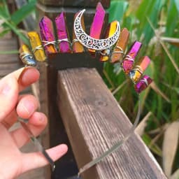 1PC Natural Crystal Quartz Moon Crown Wicca Headband