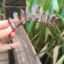 1PC Natural Crystal Quartz Moon Crown Wicca Headband