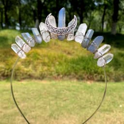1PC Natural Crystal Quartz Moon Crown Wicca Headband