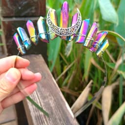 1PC Natural Crystal Quartz Moon Crown Wicca Headband