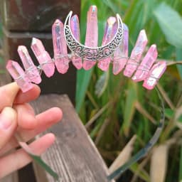 1PC Natural Crystal Quartz Moon Crown Wicca Headband