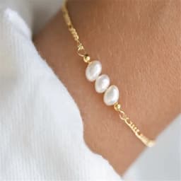 Minar Elegant Baroque Freshwater Pearl Charm Bracelets for Women Gold Plated Stainless Steel Figaro Chain Beaded Bracelet
