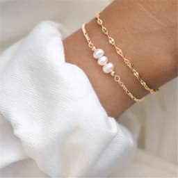 Minar Elegant Baroque Freshwater Pearl Charm Bracelets for Women Gold Plated Stainless Steel Figaro Chain Beaded Bracelet