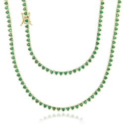 Green White CZ Bezel Heart Shaped Tennis Chain Choker Necklace For Women Geometric Classic Luxury Jewelry