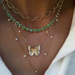 Green White CZ Bezel Heart Shaped Tennis Chain Choker Necklace For Women Geometric Classic Luxury Jewelry