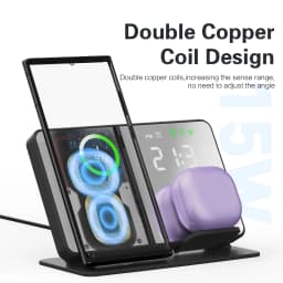 4 in 1 Wireless Charger for Samsung Galaxy S24 S23 Ultra Fast Charging Dock Station for Galaxy Watch 7 6 5 Buds LED Alarm Clock