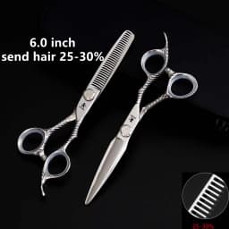 FnLune 6.0 Top Screw Professional Hair Salon Scissors Cut Barber Accessories Haircut Thinning Shear Hairdressing Tool Scissors