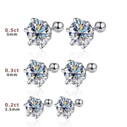 Butterflykiss 0.2-0.5ct Moissanite Screw Stud Earring D Color 925 Sterling Silver Sparkle Earrings For Women Men Wedding Jewelry