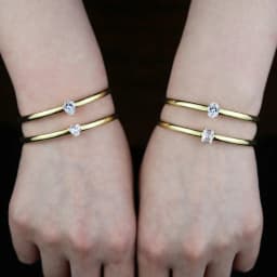 Geometric Rectangle Tear Drop Heart Oval 5A Cubic Zirconia CZ Open Adjusted Simple Gold Color Bangle For Women