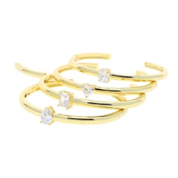 Geometric Rectangle Tear Drop Heart Oval 5A Cubic Zirconia CZ Open Adjusted Simple Gold Color Bangle For Women