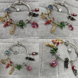 Disney Avengers Charm Women Bracelet Marvel Captain America Iron Man Bangles Infinity Stones Gauntlet Thor Hulk Superhero Beads