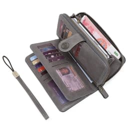 Aliwood Brand Hollow Women Leather Wallet Clutch 4 Fold Female Long Wallets Zipper Purses Strap Money Clip Card Holder Carteras