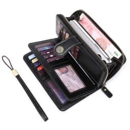 Aliwood Brand Hollow Women Leather Wallet Clutch 4 Fold Female Long Wallets Zipper Purses Strap Money Clip Card Holder Carteras
