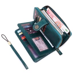 Aliwood Brand Hollow Women Leather Wallet Clutch 4 Fold Female Long Wallets Zipper Purses Strap Money Clip Card Holder Carteras
