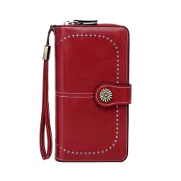 Aliwood Brand Hollow Women Leather Wallet Clutch 4 Fold Female Long Wallets Zipper Purses Strap Money Clip Card Holder Carteras