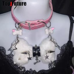 Women Y2K Girl Customize Harajuku Gothic Punk Necklace Short Necklace Spiker Studded Chokers Furry Choker Hip Hop Jewelry Collar