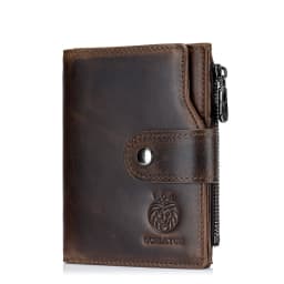 SCHLATUM Genuine Leather Men Business Wallet RFID Men Card Id Holder Coin Purse Travel Wallet  Anti-theft Swipe