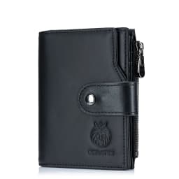 SCHLATUM Genuine Leather Men Business Wallet RFID Men Card Id Holder Coin Purse Travel Wallet  Anti-theft Swipe