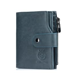 SCHLATUM Genuine Leather Men Business Wallet RFID Men Card Id Holder Coin Purse Travel Wallet  Anti-theft Swipe
