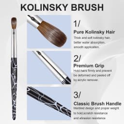 Shine Chance Acrylic Nail Art Brush, 100% Pure Kolinsky Hair Oval Nail Brush for Acrylic Application,Professional Nail Extension