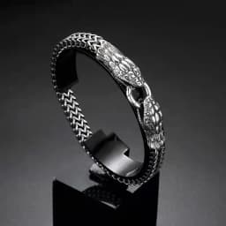 New 316L Stainless Steel Hip Hop Gothic Skull Wolf Head Dragon Bracelet for Men Women Punk Solid Metal Jewelry Gift