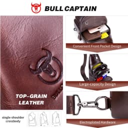 BULLCAPTAIN Bag Genuine Leather Chest Bag Men's Fashion Style Casual Straddle Bag Business Large Capacity Leather Men's Luggage