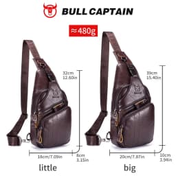 BULLCAPTAIN Bag Genuine Leather Chest Bag Men's Fashion Style Casual Straddle Bag Business Large Capacity Leather Men's Luggage
