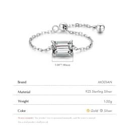 Modian 5 Style Clear CZ Link Chain Ring Trendy 925 Sterling Silver Adjustable Charm Gold Color Rings For Women Wedding Jewelry