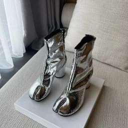 2026 Luxury Brand Design Leather Tabi Boots Fashion Round Chunky High Heel Ankle Boots For Women Autumn Winter Split Toe Shoes
