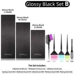 SHKALLI Professional Carbon Fibre Hair Balayage Board and Brush Set Hair Dyeing Tool Kit for Hairdressers