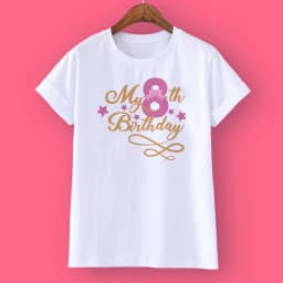 Kids Girls Summer Birthday Number T-shirts Short Sleeve T Shirt Size 1-12 Year Children Party Clothing Tops Girl Birthday Gifts