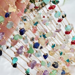 Chip Bead Charm Natural Stone Necklace Stainless Steel Tiny Chain Irregular Pink Quartz Amethysts Citrines Purple Crystal Choker