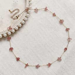 Chip Bead Charm Natural Stone Necklace Stainless Steel Tiny Chain Irregular Pink Quartz Amethysts Citrines Purple Crystal Choker