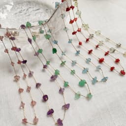 Chip Bead Charm Natural Stone Necklace Stainless Steel Tiny Chain Irregular Pink Quartz Amethysts Citrines Purple Crystal Choker